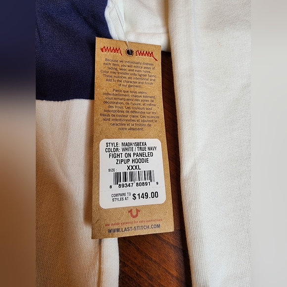 NWT True Religion Paneled Full Zip Hoodie 3XL - Picture 4 of 4